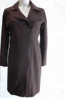 Long jacket with front zipper made of high quality microfiber fabric