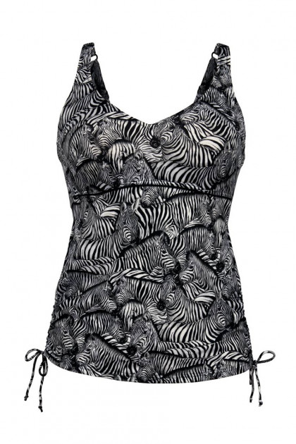 Animal print τανκίνι τοπ με μπανέλες σε μεγάλα μεγέθη