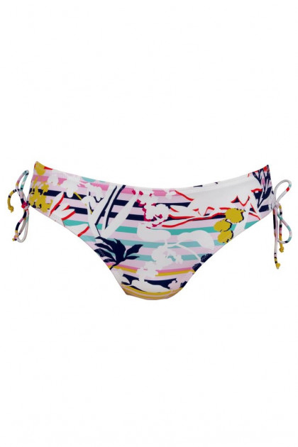 Εμπριμέ σλιπ μαγιό με κορδονάκια στα πλαϊνα. Εφαρμόζει τέλεια