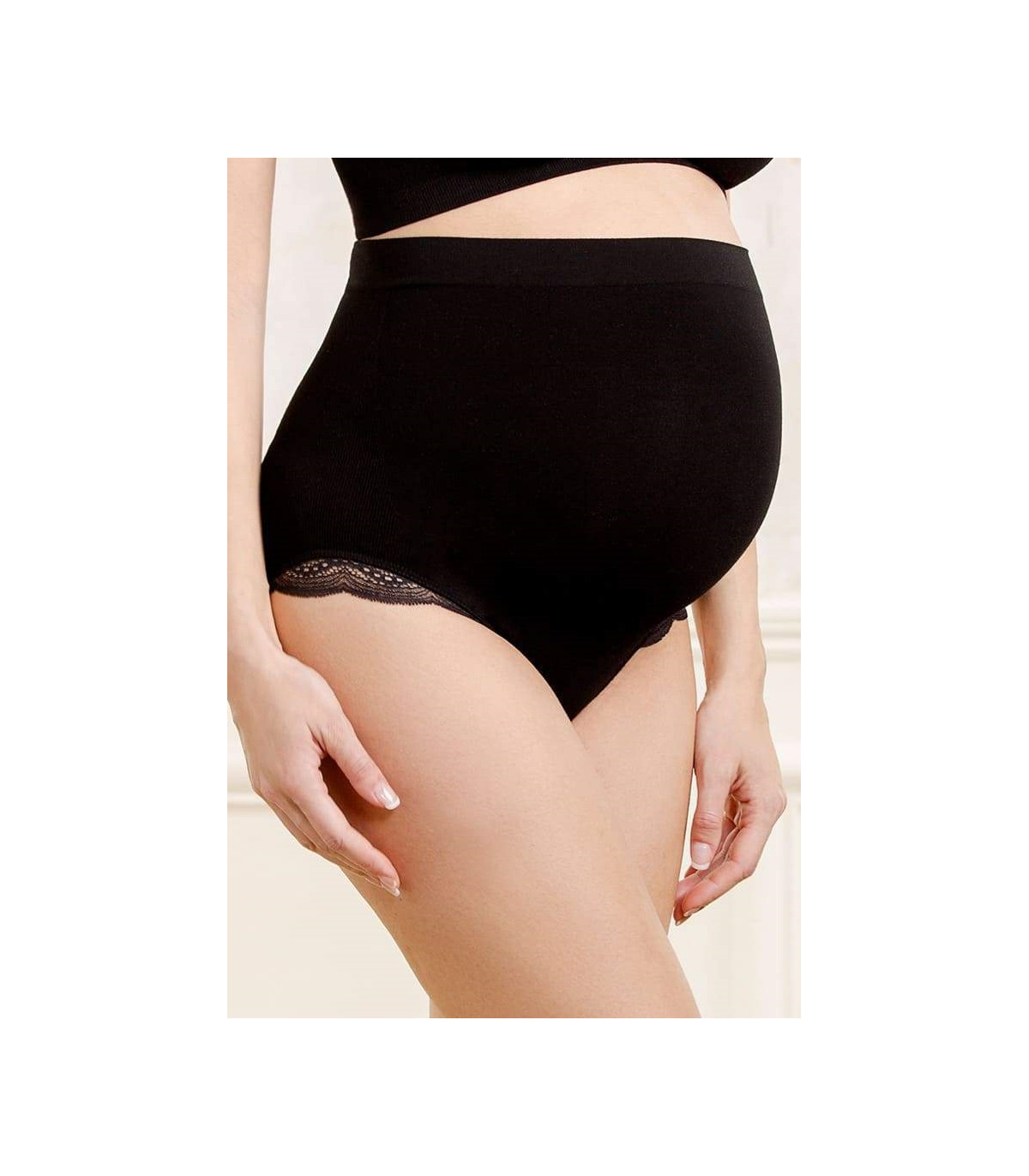 High-waist pregnancy slip without seams. With lace on the sides