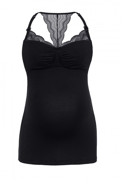 Κομψό τοπ εγκυμοσύνης - θηλασμού με φίνα ιταλική δαντέλα στην πλάτη και το ντεκολτέ