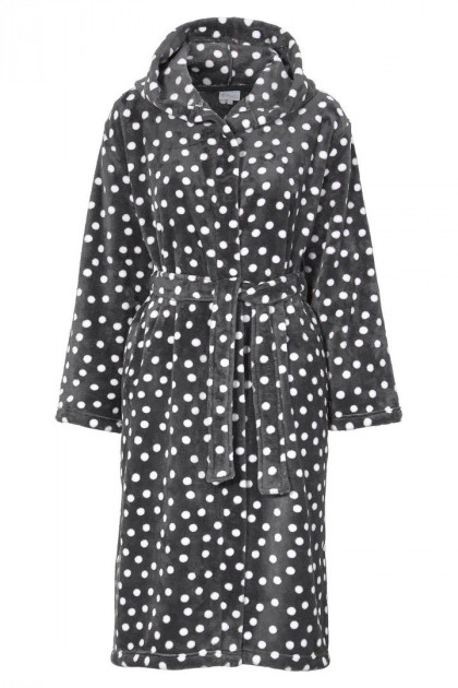 Πουά ρόμπα fleece με κουκούλα. Για γυναίκες με καμπύλες