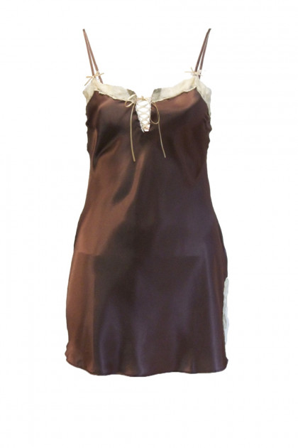 Elegant satin nightgown with lace and cord