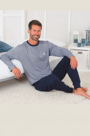 Men's long-sleeved pyjamas in 100% jersey cotton