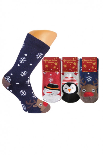 Κάλτσες (σε συσκευασία 3 τεμαχίων) με χριστουγεννιάτικο σχέδιο. Ζεστές και μαλακές