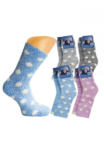 Κάλτσες (σε συσκευασία 2 τεμαχίων) από μαλακό fleece σε πουά σχέδιο