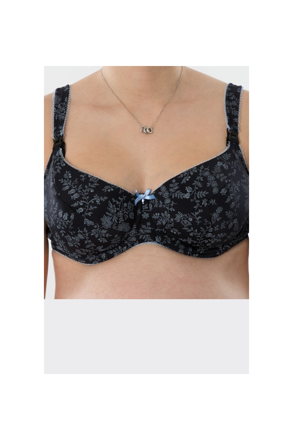 Comfortable nursing bra with soft underwire. With pre-formed seamless cups.