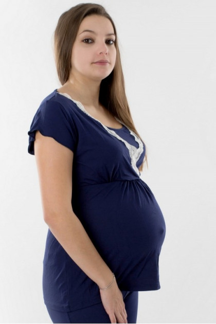 Elegant pregnancy - nursing top with discreet lace. Made of viscose bamboo