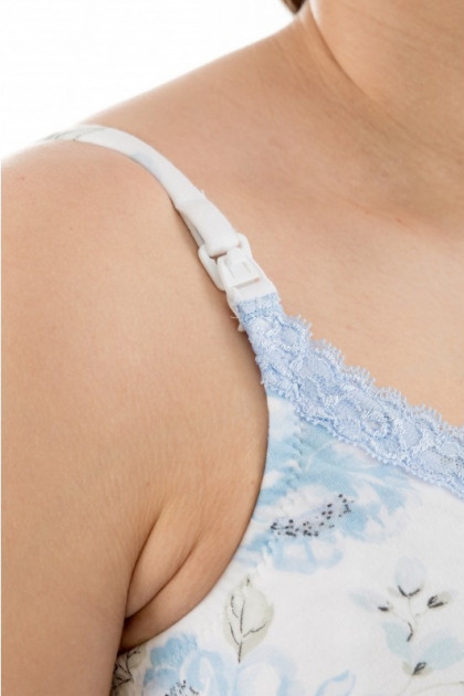 Εμπριμέ νυχτικό εγκυμοσύνης - θηλασμού από πιστοποιημένο βαμβάκι