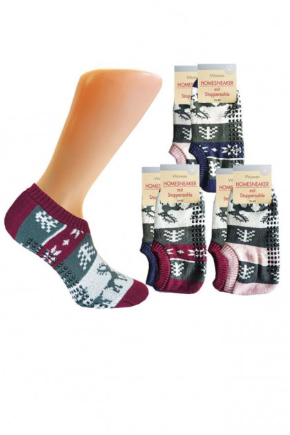 Κάλτσες - παντόφλες (σε συσκευασία 2 τεμαχίων) με χειμωνιάτικο σχέδιο. Δεν γλιστράνε