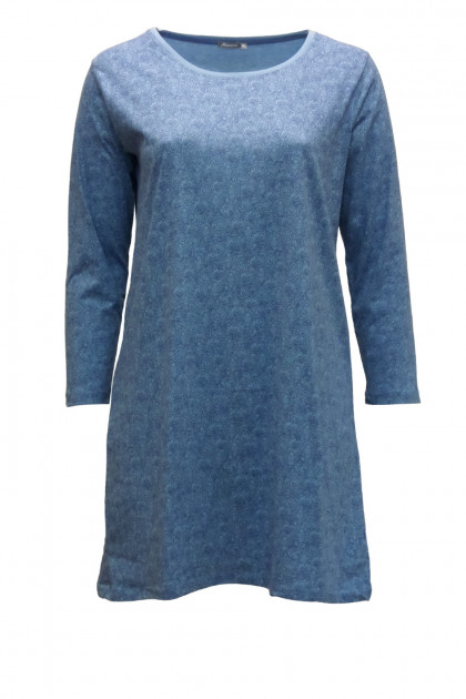 Βαμβακερό νυχτικό με μακριά μανίκια. Με διακριτικό σχέδιο