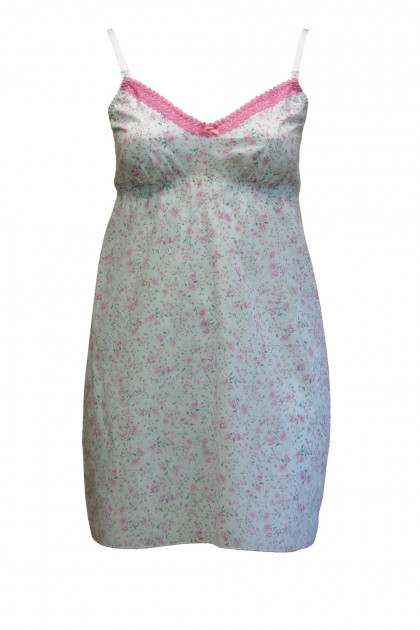 Pregnancy - nursing nightdress with lace on the neckline made of cotton poplin