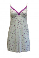 Cotton pregnancy - nursing nightdress with lace at the décolleté & floral design