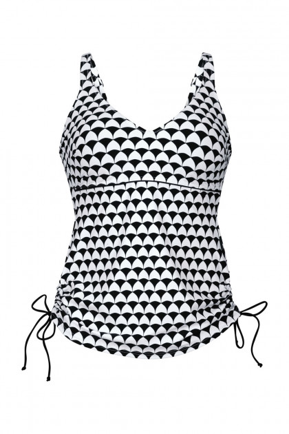 Στυλάτο τανκίνι τοπ με μπανέλες και πλαϊνά κορδόνια