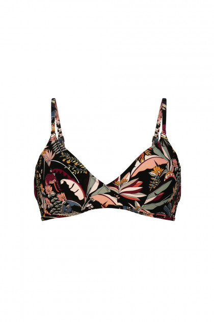 Εμπριμέ μπικίνι τοπ χωρίς μπανέλες με θήκες που αναδεικνύουν υπέροχα το ντεκολτέ