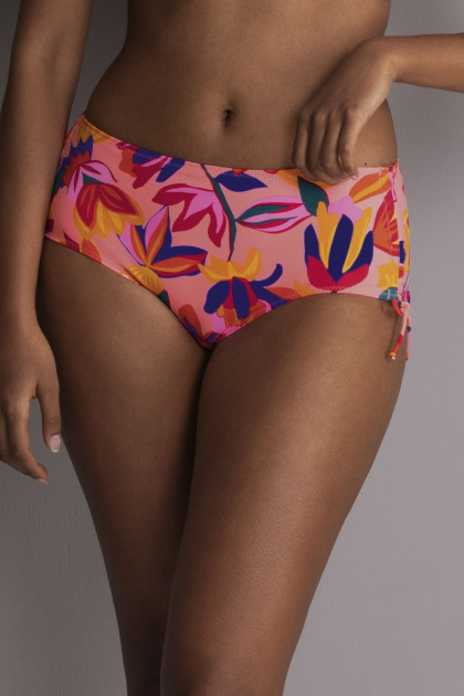 Εμπριμέ σλιπ μαγιό hipster με κορδονάκια που μαζεύουν