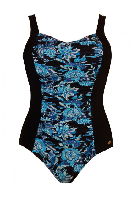 Κομψό ολόσωμο μαγιό χωρίς μπανέλες με φλοράλ σχέδιο μπροστά