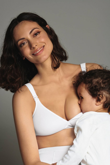 Nonwired nursing bra with padded cups