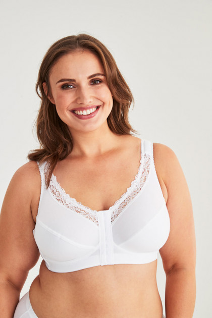 Σουτιέν χωρίς μπανέλες που κουμπώνει μπροστά και συγκρατεί το πλούσιο στήθος