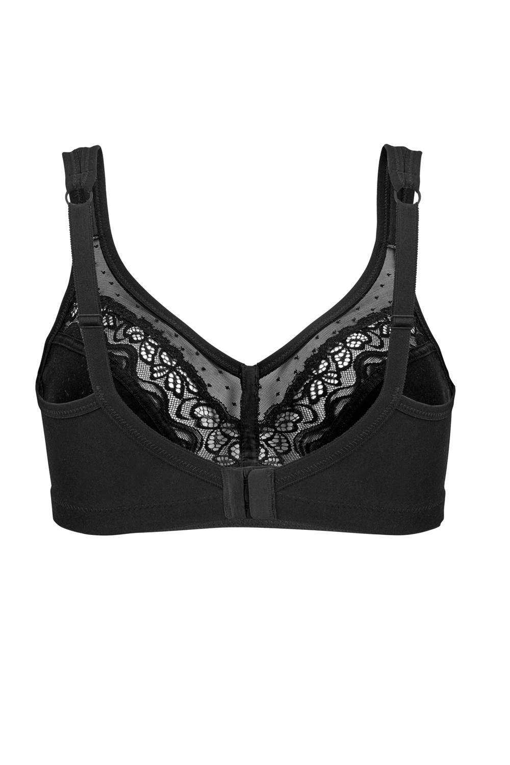 Underwired bra with elastic lace for heavy breasts