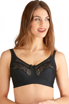 Soft nonwired bra with lace and tulle on neckline