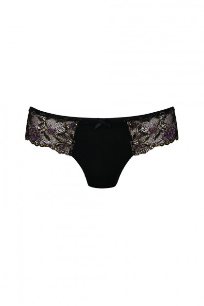 Lace thong embroidered with tulle