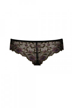 Lace thong embroidered with tulle