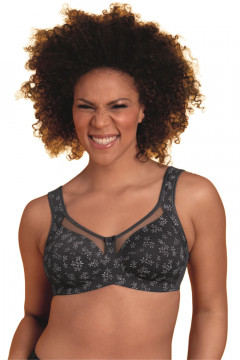 Elegant nonwired bra in floral design with tulle at the neckline