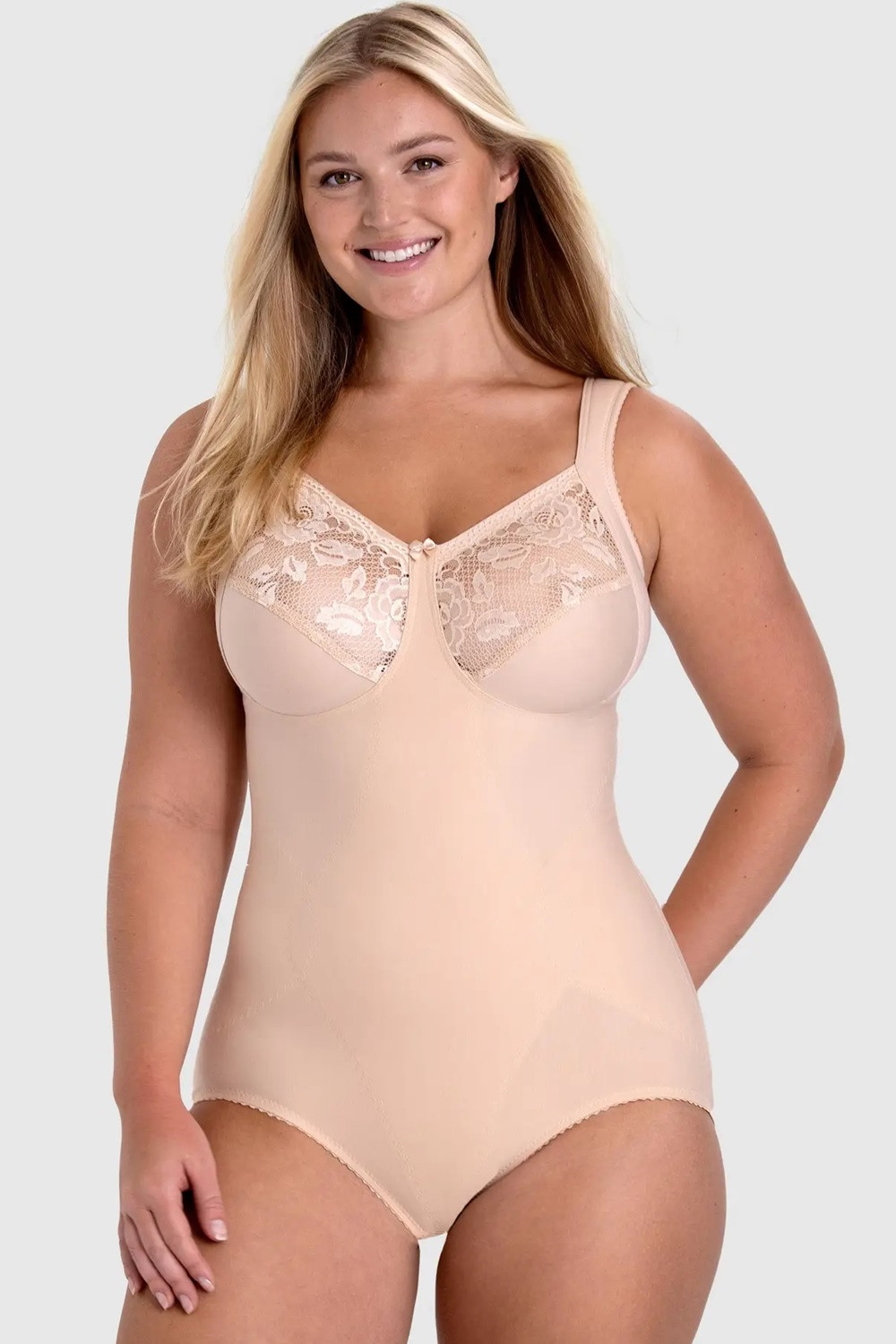 Ivory Underwired Non Padded Floral Lace Shapewear Body