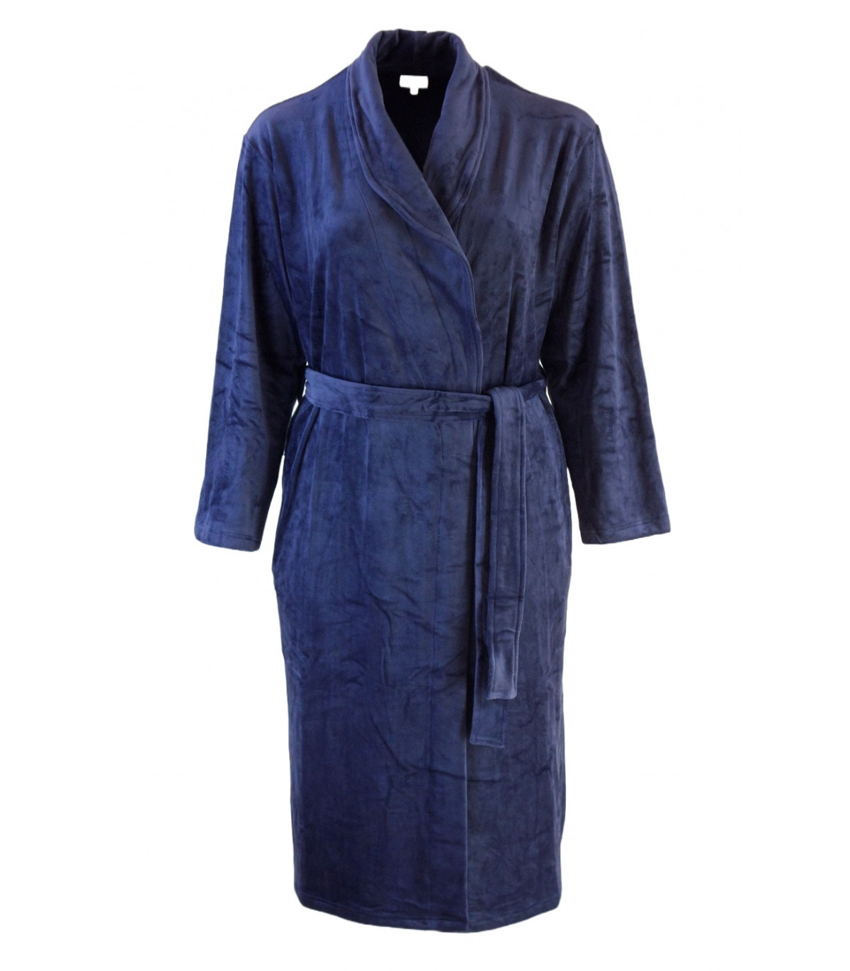 Long robe with zipper and pockets made of warm fleece fabric