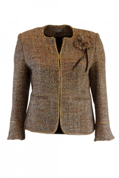 Elegant jacket in tweed fabric combined with satin top