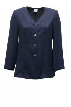 Jacket without collar. With buttons on the front