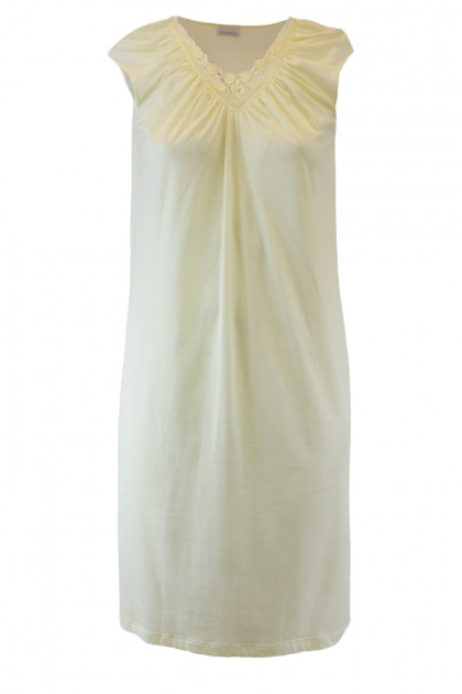 Δροσερό νυχτικό μακρύ, αμάνικο με δαντέλα απο βισκόζη και βαμβάκι