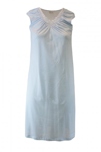 Δροσερό νυχτικό μακρύ, αμάνικο με δαντέλα απο βισκόζη και βαμβάκι