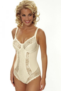 Modern, bridal, underwired body made of elastic fabric and lace