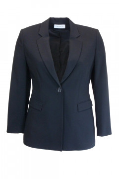 Classic black crepe jacket with pockets and button closure
