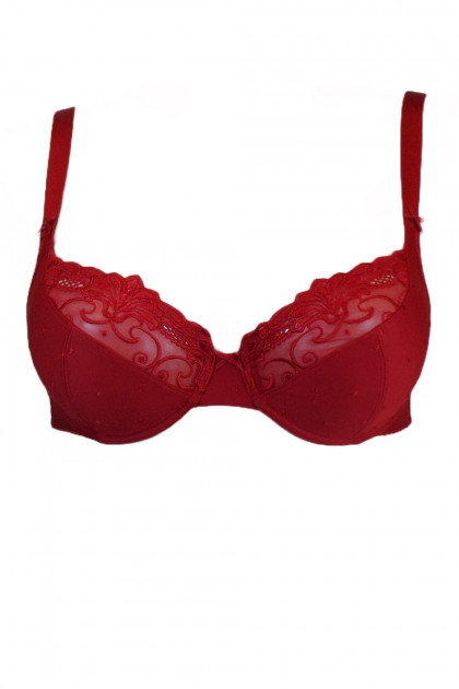 Underwired bra with lace cups that flatters the breasts