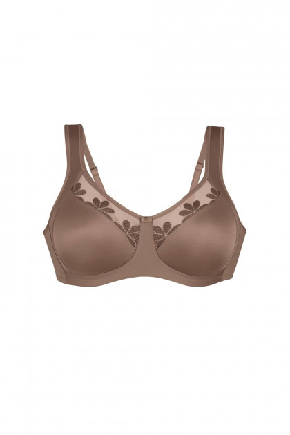 Κομψό σουτιέν προφορμαρισμένες θήκες χωρίς μπανέλες με τούλι στο ντεκολτέ.
