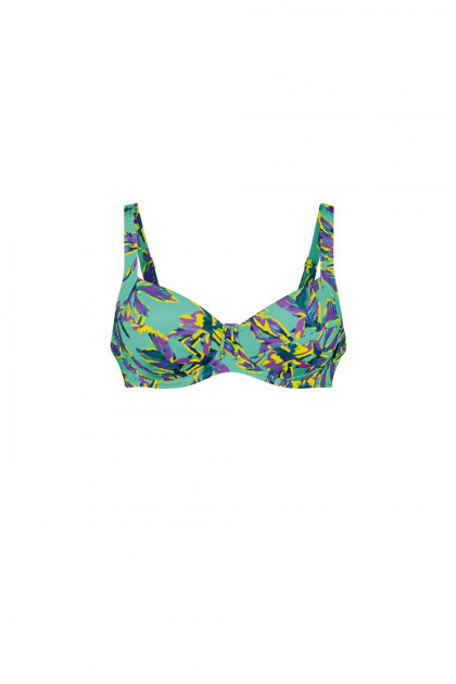 Εμπριμέ μπικίνι τοπ με μπανέλες. Άψογο κράτημα του μεγάλου στήθους