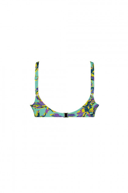 Εμπριμέ μπικίνι τοπ με μπανέλες. Άψογο κράτημα του μεγάλου στήθους