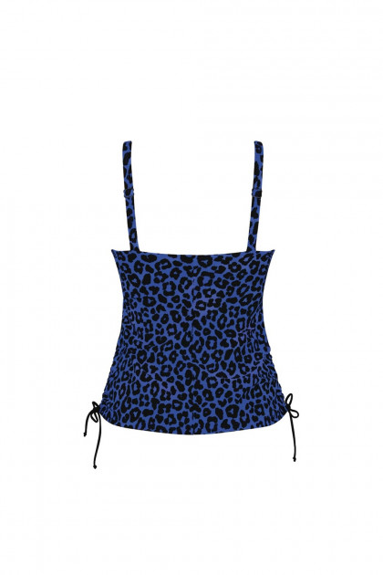 Animal print τανκίνι τοπ με μπανέλες και ρυθμιζόμενα πλαϊνά κορδονάκια