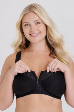 Cotton broderie anglaise front-closure bra
