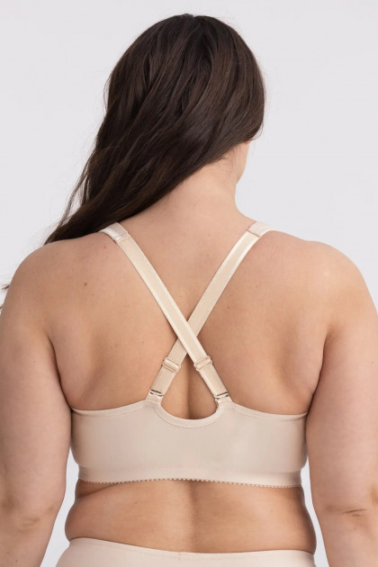Βαμβακερό σουτιέν χωρίς μπανέλες με μπροστινό κούμπωμα και κεντημένη δαντέλα