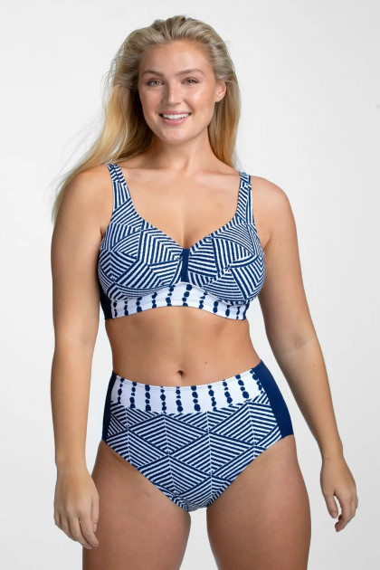 Εμπριμέ μπικίνι τοπ χωρίς μπανέλες. Με σχέδιο στο μπροστινό μέρος