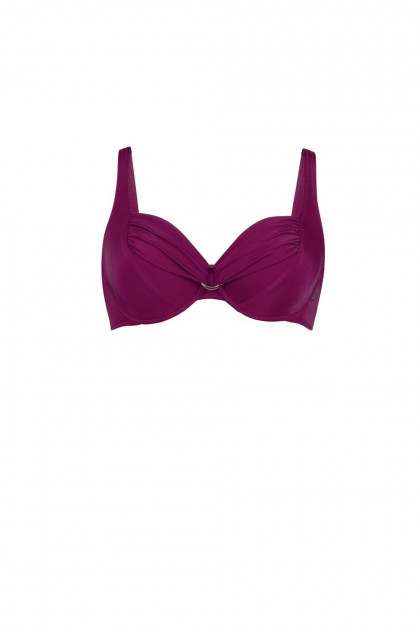 Κομψό μπικίνι (τοπ) με μπανέλες και διακοσμητική αγκράφα στο ντεκολτέ