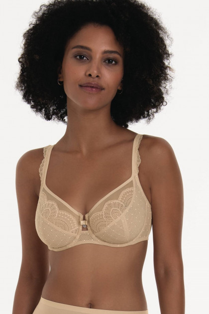 SELMA - Underwire bra with lace and Swarovski crystal on low neckline