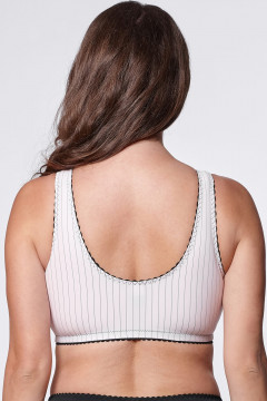 Front-closing non-wired microfiber bra with stripe pattern