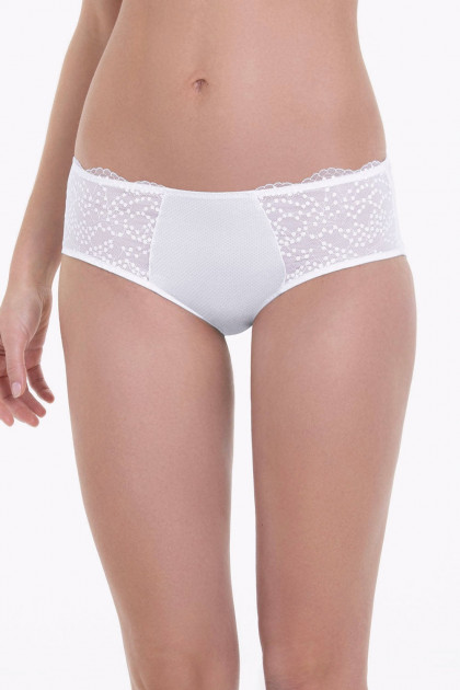 Polka dot high-waist slip with lace