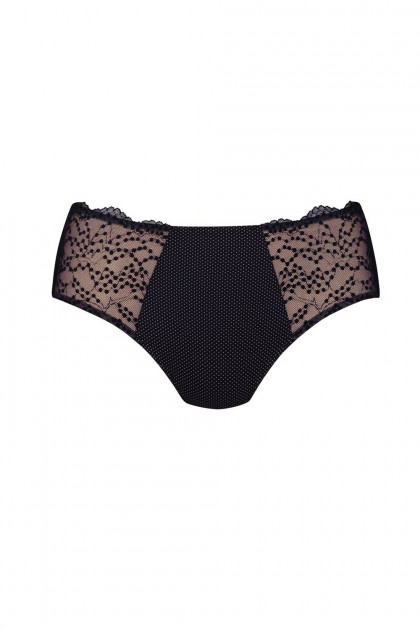 Polka dot high-waist slip with lace