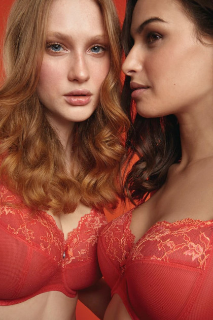 Κομψό σουτιέν με μπανέλες και κεντημένη δαντέλα. Άψογη στήριξη του μεγάλου στήθους